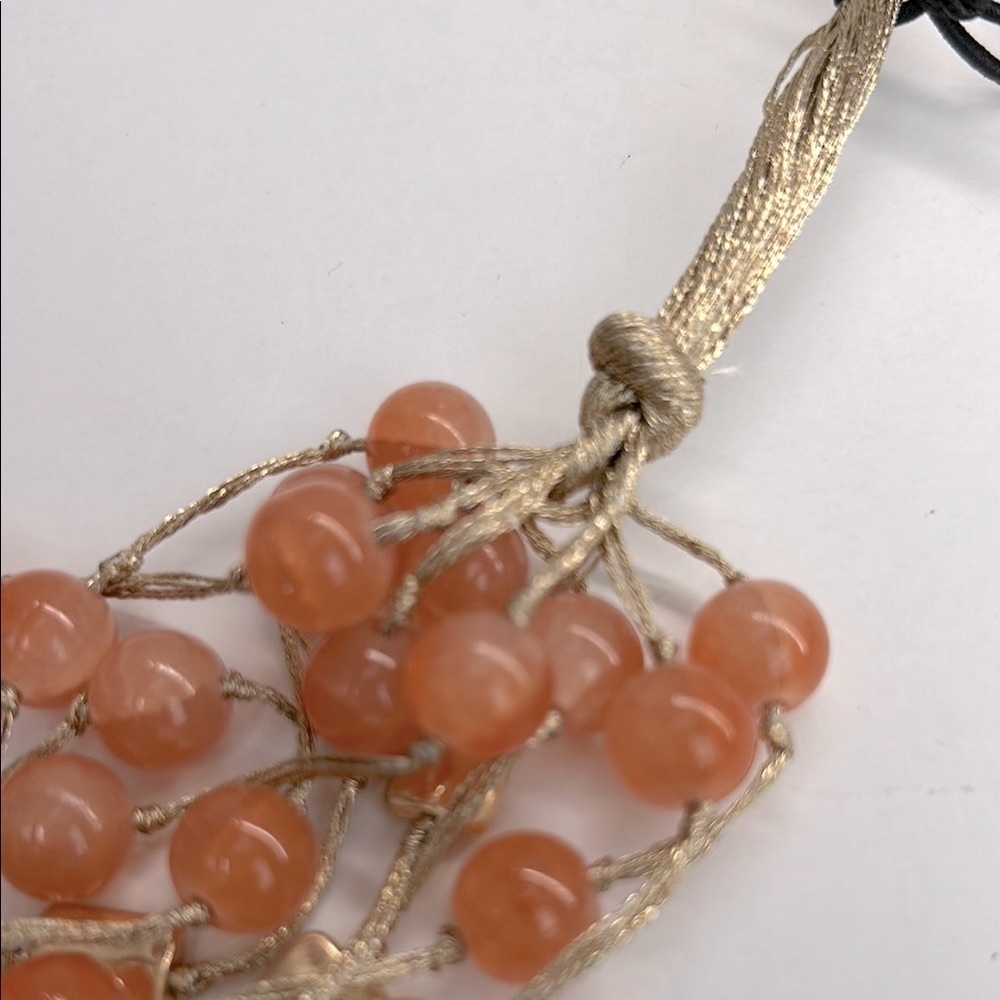Pretty Gardenia Gold and Orange Crackle Beaded Multi Strand Necklace NWT! - Picture 7 of 13